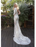 One Shoulder Lace Glimmering Beading Wedding Dress